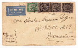 Lettre 1933 Mombasa Kenya Dar Es Salaam Tanzania Air Mail British Colony Africa George V - Kenya & Oeganda
