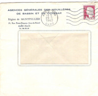 Enveloppe Et Lettre En-tête Agences Générales Des Houillères De Bassin De Covesar à ALES 1962 - 1950 - ...