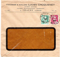 Enveloppe En-tête Fonderies Et Ateliers Lucien Choquenet à Chauny Aisne 1948 - 1900 – 1949