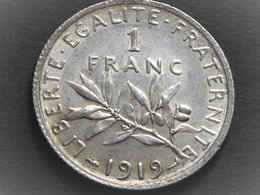 Superbe Pièce ARGENT De 1 F SEMEUSE De 1919 SPL - H. 1 Franco