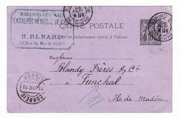 Carte Postale 1890 Magasins Généraux Paris Renard Blandy Frères & Cie Funchal Madère Madeira Type Sage - Bijgewerkte Postkaarten  (voor 1995)