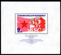 CZECHOSLOVAKIA 1976 Communist Party Anniversary Block  MNH / **. Michel Block 32 - Blocks & Kleinbögen