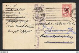 FINLAND: 1921  ILLUSTRATED  POSTCARD WITH 90 P. / 20 P. OVERPRINTED (97) - TO GERMANY - Covers & Documents