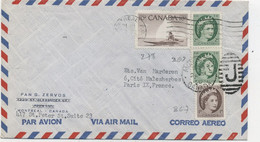 CANADA -267 +268 X2 +278 /LETTRE Par AVION Pour PARIS - C à D MONTREAL / 24 JAN 54 - Storia Postale