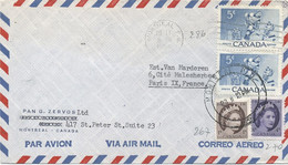 CANADA - (sport Hockey )N° 267 X270 +286  /LETTRE Par AVION Pour PARIS - C à D MONTREAL / 23-II -56 - Brieven En Documenten