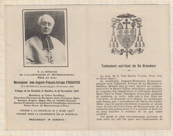 21B2178 IMAGE PIEUSE Mortuaire MSG EYSSAUTIER EVEQUE LA ROCHELLE 1923 - Devotion Images