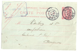 DIE Drôme Carte Postale Entier 10 C Semeuse Lignée Rose Sur Vert Yv 129-CP1 Storch A1 Date 434 Ob 1905 - Postales Tipos Y (antes De 1995)