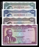 Kenia Kenya Set 10 20 50 100 Shillings 1971-1974 Pick 7e 8d 9b 10c SC UNC - Kenya