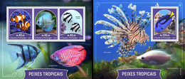 S. Tomè 2021, Animals, Tropical Fishes, 3val In BF +BF - Fische