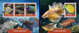 S. Tomè 2021, Animals, Asian Fishes, 3val In BF +BF - Fische