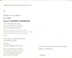 Doodsprentje Vander Poorten Cyriel   	17-06-1918 Oudenaarde	26-02-1973 Oudenaarde - Décès