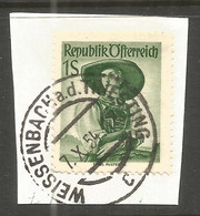 AUSTRIA. COSTUMES. 1S USED WEISSENBACH A.D TRIESTING POSTMARK. - 1945-60 Used