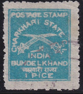 INDIA CHARKHARI 1909-19 SG 16 1p Used Turquoise-blue Right-hand Sword Over Left - Charkhari