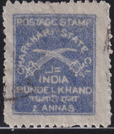 INDIA CHARKHARI 1909-19 SG 19a 2a Used Dull Violet-blue Right-hand Sword Over Left - Charkhari