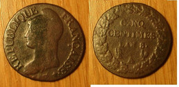 5 Centimes An 8 A - 1795-1799 Directoire