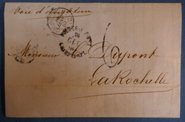 E9 GUADELOUPE LETTRE RARE 1863 POINT A PITRE POUR LA FRANCE LAROCHELLE PAR STEAMER + TEMOIGNAGE - Briefe U. Dokumente