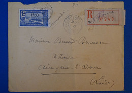 I 15 GUADELOUPE BELLE LETTRE RECO1932 BASSE TERRE POUR AIRE S ADOUR FRANCE + PAIRE DE T.P + AFFRANCHISSEMENT INTERESSANT - Brieven En Documenten