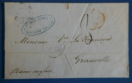 E6 FRANCE GUADELOUPE LETTRE RARE 1866 PAR STEAMER ANGLAIS, POINT A PITRE POUR GRANVILLE PAR PARIS + CACHETS , TAXES - Lettres & Documents