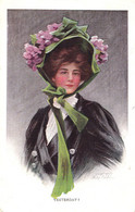 YESTERDAY ! - BELLE FEMME De BELLE EPOQUE Avec GROS CHAPEAU VERT à FLEURS - ILLUSTRATION : PHILIP BOILEAU ~ 1910 (ai239) - Boileau, Philip