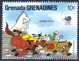 462 Grenada Disney Seoul Horse Race Course Chevaux Donald Dingo Goofy MNH ** Neuf SC (GRG-20c) - Horses