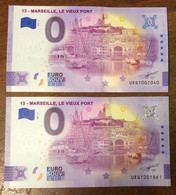 2021 BILLET 0 EURO SOUVENIR DPT 13 MARSEILLE LE VIEUX PORT LES 2 NORMAL & ANNIVERSARY PAPER MONEY 0 EURO SCHEIN BANKNOTE - Essais Privés / Non-officiels