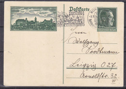 Allemagne - Empire - Carte Postale De 1938 - Entier Postal - Oblit Nürnberg - Exp Vers Leipzig - Parteitag - Hitler - Briefe U. Dokumente