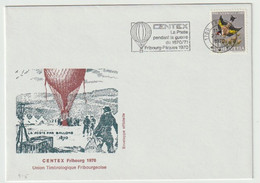 915 - Enveloppe Illustrée LA POSTE PAR BALLON - 1970 - CENTEX Fribourg Suisse - - Oorlog 1870