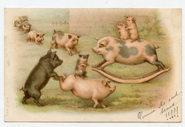 Famille De Cochons. Pigs. " Jeu De La Brouette " Cochon à Bascule ,pig. - Cochons