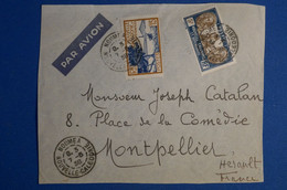 P10 NOUVELLE CALEDONIE LETTRE DEVANT 1938 PAR AVION NOUMEA POUR MONTPELLIER FRANCE + AFFRANCHISSEMENT INTERESSANT - Brieven En Documenten