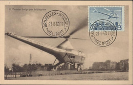 Carte Maximum CM Hélicoptère YT 25 Poste Aérienne CAD Bruxelles Brussel Helipost 21 8 50 11 Sikorsky - 1934-1951