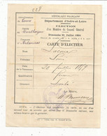 Carte D'électeur, Indre Et Loire, élection D'un Membre Du Conseil Général , 24 Juillet 1901, Commune D'Artannes - Unclassified