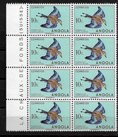 ANGOLA - 1951 Birds - Coracias Spatulatus 10C BLOCK OF 8 MNH (STB13-225) - Angola