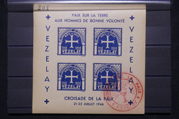 FRANCE - Bloc De 4 Vignettes Sur Vezelay Du Congrès De La Paix En 1946 - L 110536 - Blocks Und Markenheftchen