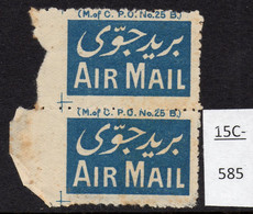 Egypt C.1923 Blue Air Mail Label MH – Lower Label Thinned. - Unused Stamps