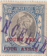 1941 ** Jaipur State 4A On 6A Overprinted Revenue British India Indian Feudary  (**) Inde Indien RARE - Jaipur