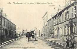 - Manche -ref-B600- Beaumont Hague - Une Rue - Paysan Et Son Cheval - Série Cherbourg Ses Environs  N°132- - Beaumont