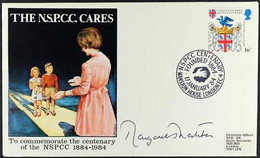 MARGARET THATCHER AUTOGRAPH On 1984 NSPCC Centenary Cover. For More Images, Please Visit Http://www.sandafayre.com/itemd - Other & Unclassified