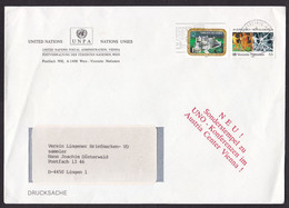 United Nations Vienna: Cover To Germany, 1980s, 2 Stamps, Slogan Yes To Life No To Drugs, Soccer, Sports (minor Crease) - Cartas & Documentos