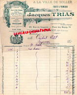 87-  LIMOGES- RARE FACTURE JACQUES TRIAS- A LA VILLE DE SOLLER- ESPAGNE- ORANGES CITRONS-27 RUE CONSULAT-1914 - Alimentos