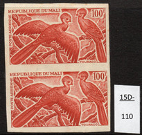 Mali 1965 100fr Turaco Oiseau Epreuve De Couleur, Bird Colour Trial / Proof PAIR In Deep Red-brown. MNH - Cuckoos & Turacos