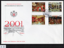 Monaco 2001 Royal Palace Set/4 On Fdc – Royalty, Fresco, York Chamber.  SG 2512-15. - Brieven En Documenten