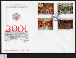 Monaco 2001 Royal Palace Set/4 On Fdc – Royalty, Fresco, York Chamber.  SG 2512-15. - Lettres & Documents