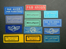 Lot étiquettes Labels Par Avion Mit Luftpost Per Via Aerea Per Vliegtuig - Aviación