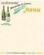 Menu, Vin Effervescent , BLANQUETTE DE LIMOUX COOPERATIVE , Frais Fr 1.85 € - Menus