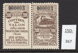 Argentina 1908 Santa Fe Revenue Steam Train – Railway – Locomotive 2000 Pesos With Talon MH - Nuevos