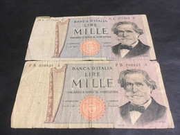 LIRE 1000......REPUBBLICA ITALIANA.......BANCA D’ ITALIA.....G. Verdi……. - 1000 Lire