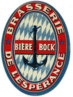 Ancienne étiquette De Bière Bock Brasserie  De L'Espérance à Ivry Sur Seine 94 - Bière