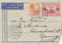 Nederlands Indië - 1932 - 12,5c Wilhelmina & 30c Luchtpost Opdruk Op LP-cover Van LB Batoedjadjar Naar Groningen - India Holandeses