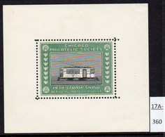 USA Chicago Philatelic Soc. 1939 Stamp Show MNH S/s Trolley / Tram – Very Attractive. - Trains