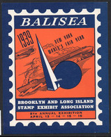 USA Balisea 1939 New York World Fair Cinderella : Railway Train, Ship, Aircraft, Expo Symbol - Trains